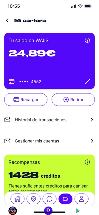 Pantalla de la app de Waiis