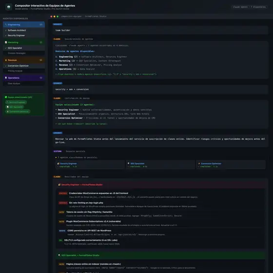Resultado de ejemplo de Compositor Interactivo de Equipos de Agentes