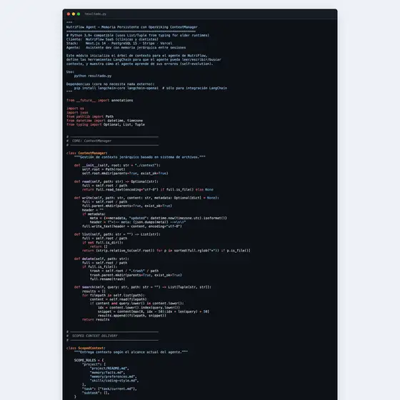 Resultado de ejemplo de Gestión de Contexto Persistente para Agentes IA (OpenViking)
